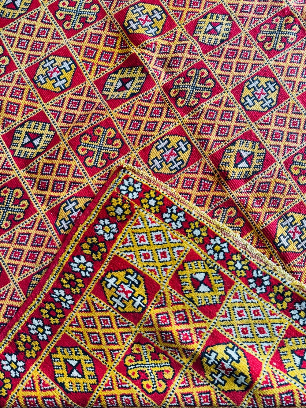 New Handwoven Red & Yellow Geometric Moroccan Rug 4x6